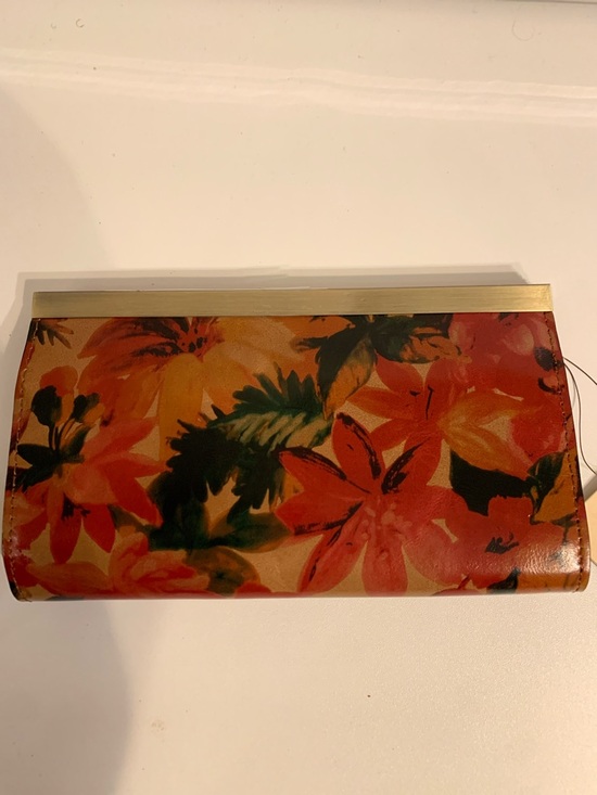 Patricia Nash Red and Orange Floral Leather Wallet - Picture 3 of 6
